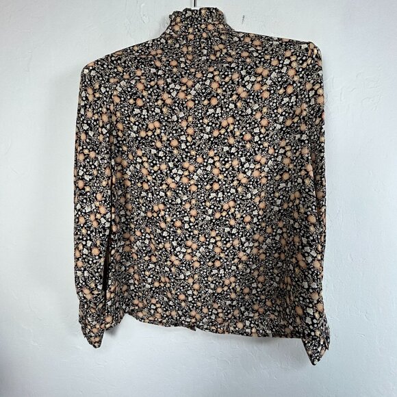 Nili Lotan for Target Liberty Floral Ruffle Long Sleeve Button Up Shirt XS Black - Picture 2 of 7